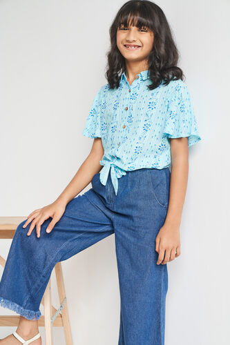 Light Blue Floral Straight Top, Light Blue, image 2